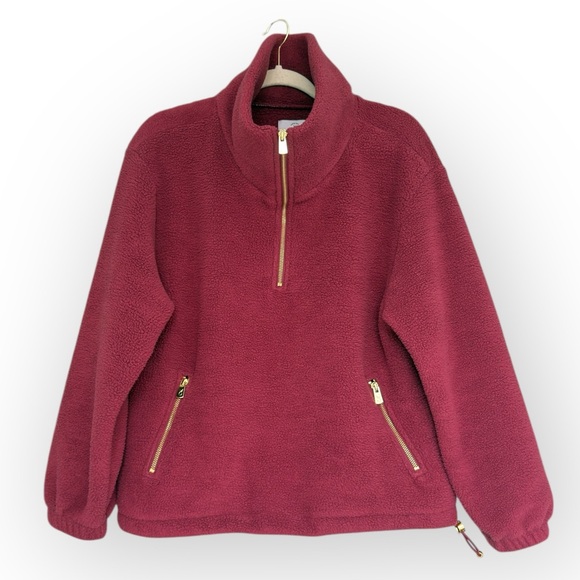 Dudley Stephens Hartley Pullover Burgundy Sherpa Fleece XS - Picture 6 of 7